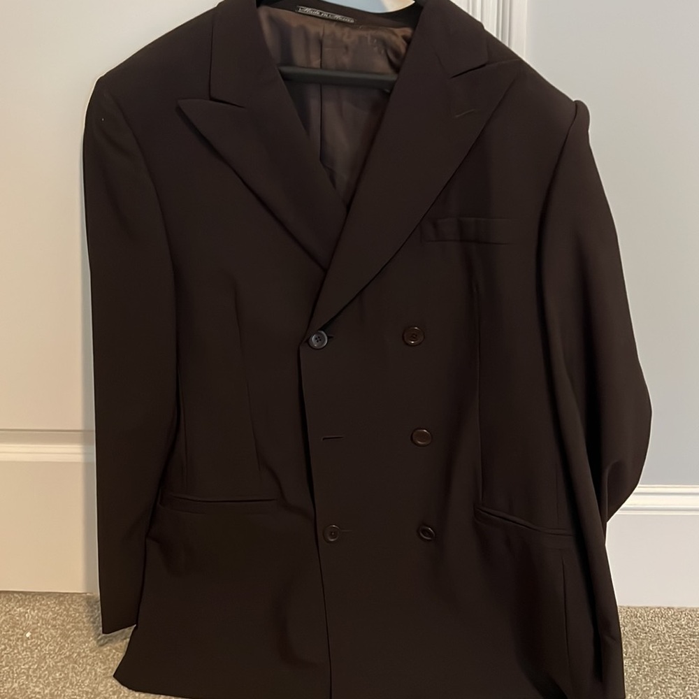 mens vintage versace plum brown double breasted suit
